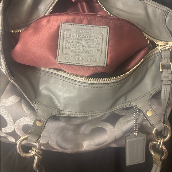 Coach Light Gray Signature Tote with Metallic Logo - Picture 3 of 3